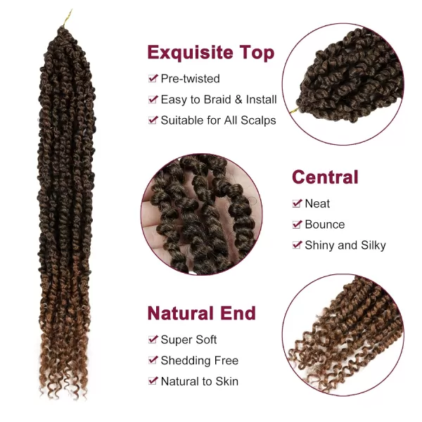 Passion Twist Hair - 8 Packs 12 Inch Passion Twist Crochet Hair For Women, Crochet Pretwisted Curly Hair Passion Twists Synthetic Braiding Hair Extensions 