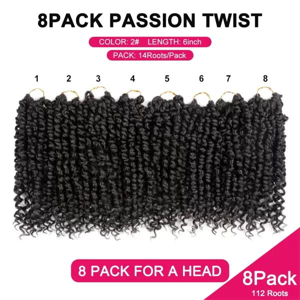Passion Twist Hair - 8 Packs 12 Inch Passion Twist Crochet Hair For Women, Crochet Pretwisted Curly Hair Passion Twists Synthetic Braiding Hair Extensions 