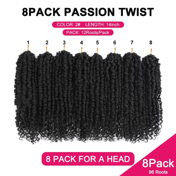 Passion Twist Hair - 8 Packs 12 Inch Passion Twist Crochet Hair For Women, Crochet Pretwisted Curly Hair Passion Twists Synthetic Braiding Hair Extensions 
