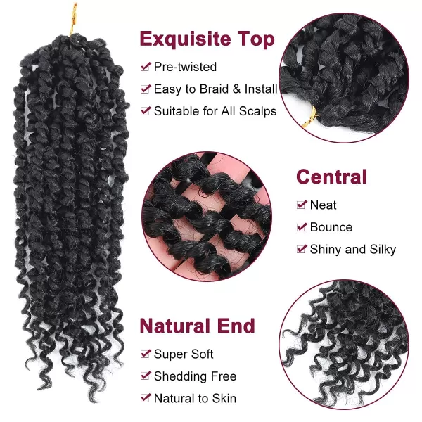 Passion Twist Hair - 8 Packs 12 Inch Passion Twist Crochet Hair For Women, Crochet Pretwisted Curly Hair Passion Twists Synthetic Braiding Hair Extensions 