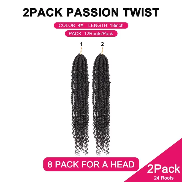 Passion Twist Hair - 8 Packs 12 Inch Passion Twist Crochet Hair For Women, Crochet Pretwisted Curly Hair Passion Twists Synthetic Braiding Hair Extensions 