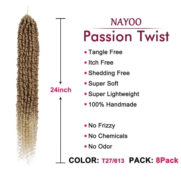 Passion Twist Hair - 8 Packs 12 Inch Passion Twist Crochet Hair For Women, Crochet Pretwisted Curly Hair Passion Twists Synthetic Braiding Hair Extensions 
