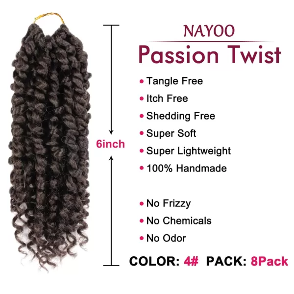 Passion Twist Hair - 8 Packs 12 Inch Passion Twist Crochet Hair For Women, Crochet Pretwisted Curly Hair Passion Twists Synthetic Braiding Hair Extensions 