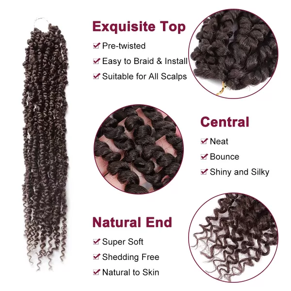 Passion Twist Hair - 8 Packs 12 Inch Passion Twist Crochet Hair For Women, Crochet Pretwisted Curly Hair Passion Twists Synthetic Braiding Hair Extensions 