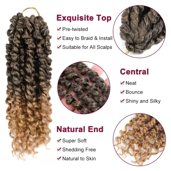 Passion Twist Hair - 8 Packs 12 Inch Passion Twist Crochet Hair For Women, Crochet Pretwisted Curly Hair Passion Twists Synthetic Braiding Hair Extensions 