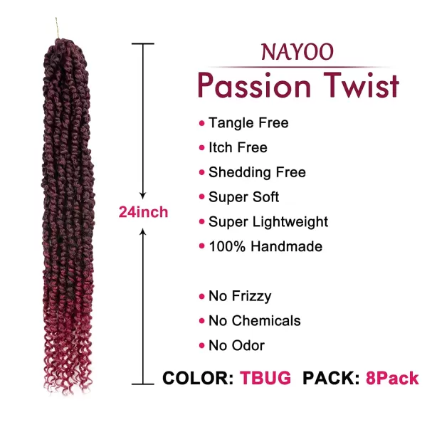 Passion Twist Hair - 8 Packs 12 Inch Passion Twist Crochet Hair For Women, Crochet Pretwisted Curly Hair Passion Twists Synthetic Braiding Hair Extensions 