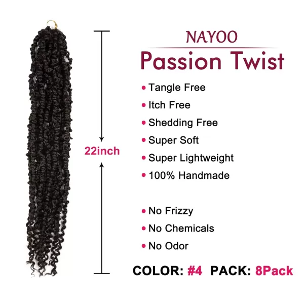 Passion Twist Hair - 8 Packs 12 Inch Passion Twist Crochet Hair For Women, Crochet Pretwisted Curly Hair Passion Twists Synthetic Braiding Hair Extensions 