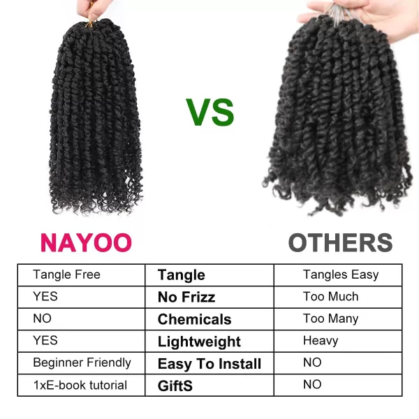 Passion Twist Hair - 8 Packs 12 Inch Passion Twist Crochet Hair For Women, Crochet Pretwisted Curly Hair Passion Twists Synthetic Braiding Hair Extensions 