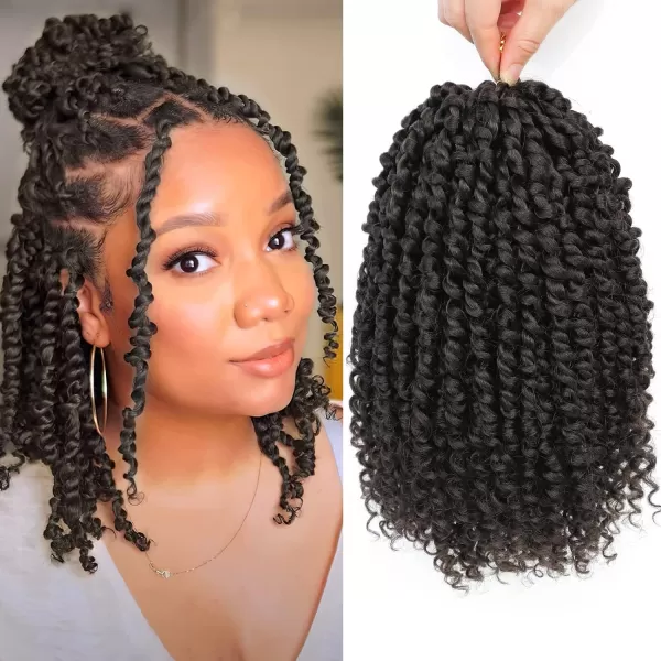 Passion Twist Hair - 8 Packs 12 Inch Passion Twist Crochet Hair For Women, Crochet Pretwisted Curly Hair Passion Twists Synthetic Braiding Hair Extensions 