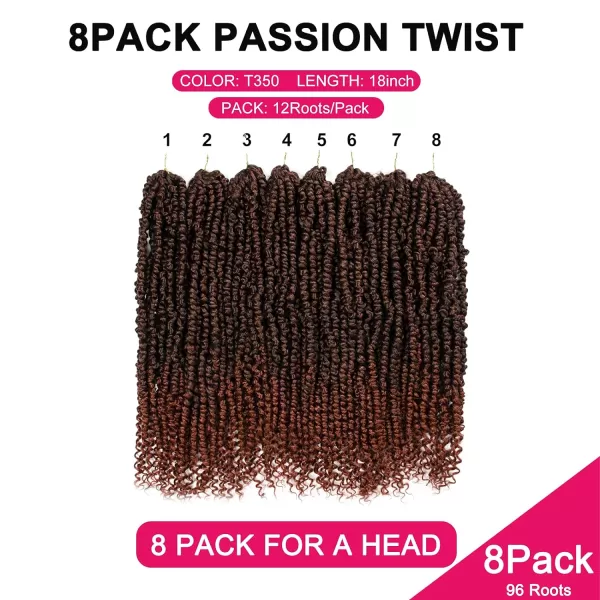 Passion Twist Hair - 8 Packs 12 Inch Passion Twist Crochet Hair For Women, Crochet Pretwisted Curly Hair Passion Twists Synthetic Braiding Hair Extensions 