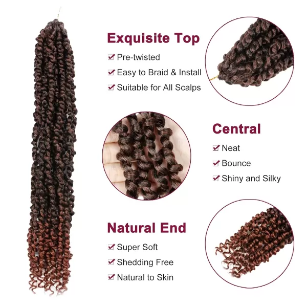 Passion Twist Hair - 8 Packs 12 Inch Passion Twist Crochet Hair For Women, Crochet Pretwisted Curly Hair Passion Twists Synthetic Braiding Hair Extensions 