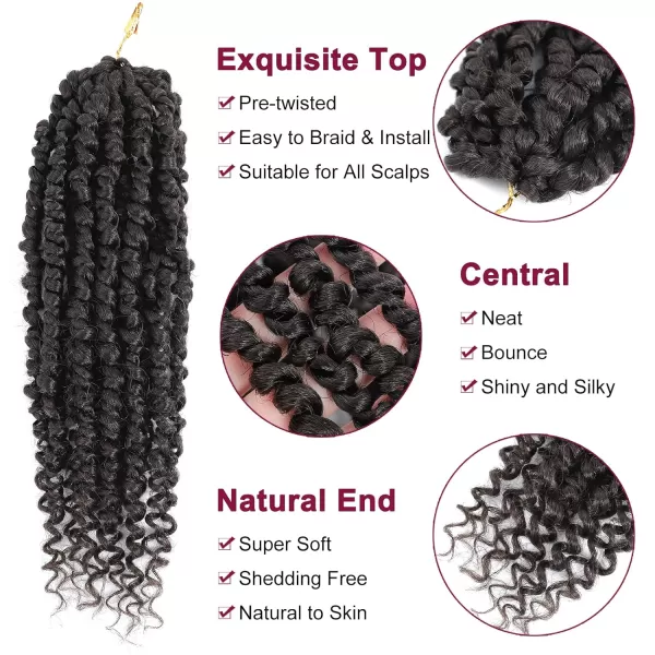 Passion Twist Hair - 8 Packs 12 Inch Passion Twist Crochet Hair For Women, Crochet Pretwisted Curly Hair Passion Twists Synthetic Braiding Hair Extensions 