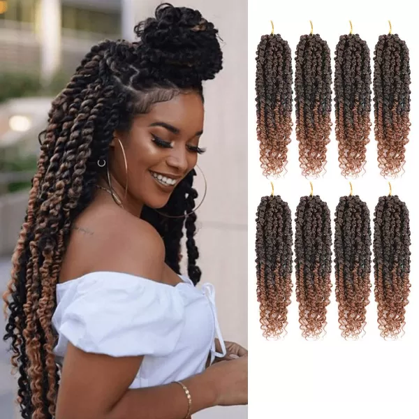 Passion Twist Hair - 8 Packs 12 Inch Passion Twist Crochet Hair For Women, Crochet Pretwisted Curly Hair Passion Twists Synthetic Braiding Hair Extensions 
