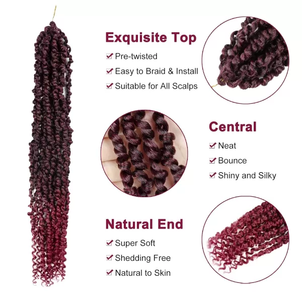 Passion Twist Hair - 8 Packs 12 Inch Passion Twist Crochet Hair For Women, Crochet Pretwisted Curly Hair Passion Twists Synthetic Braiding Hair Extensions 