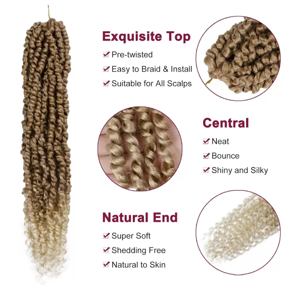 Passion Twist Hair - 8 Packs 12 Inch Passion Twist Crochet Hair For Women, Crochet Pretwisted Curly Hair Passion Twists Synthetic Braiding Hair Extensions 