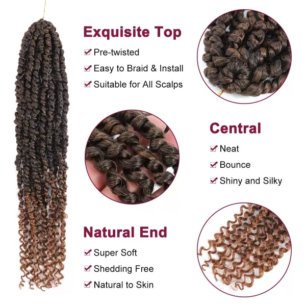 Passion Twist Hair - 8 Packs 12 Inch Passion Twist Crochet Hair For Women, Crochet Pretwisted Curly Hair Passion Twists Synthetic Braiding Hair Extensions 