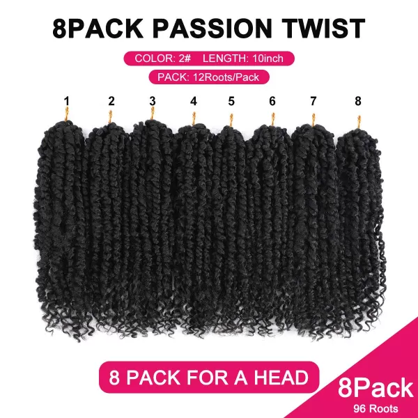 Passion Twist Hair - 8 Packs 12 Inch Passion Twist Crochet Hair For Women, Crochet Pretwisted Curly Hair Passion Twists Synthetic Braiding Hair Extensions 