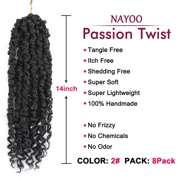 Passion Twist Hair - 8 Packs 12 Inch Passion Twist Crochet Hair For Women, Crochet Pretwisted Curly Hair Passion Twists Synthetic Braiding Hair Extensions 