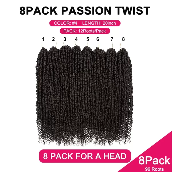 Passion Twist Hair - 8 Packs 12 Inch Passion Twist Crochet Hair For Women, Crochet Pretwisted Curly Hair Passion Twists Synthetic Braiding Hair Extensions 
