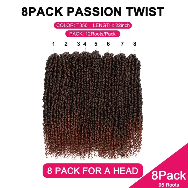 Passion Twist Hair - 8 Packs 12 Inch Passion Twist Crochet Hair For Women, Crochet Pretwisted Curly Hair Passion Twists Synthetic Braiding Hair Extensions 