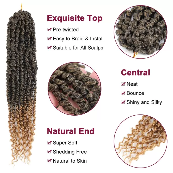 Passion Twist Hair - 8 Packs 12 Inch Passion Twist Crochet Hair For Women, Crochet Pretwisted Curly Hair Passion Twists Synthetic Braiding Hair Extensions 