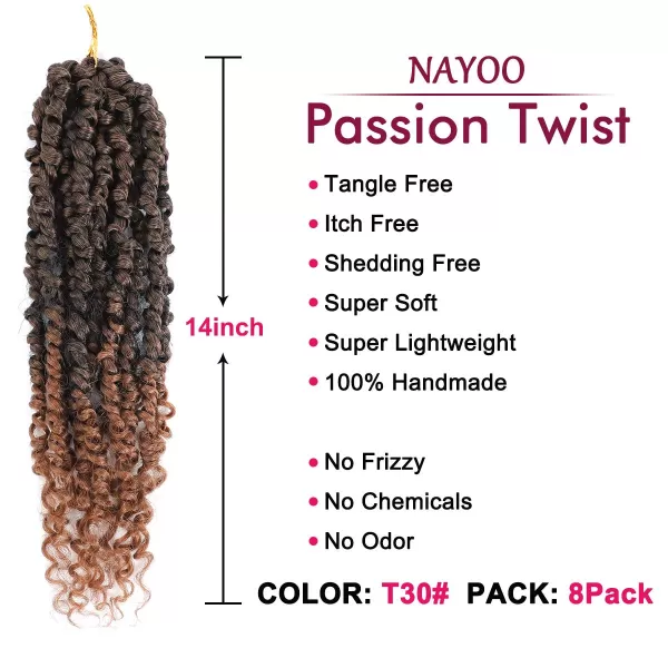 Passion Twist Hair - 8 Packs 12 Inch Passion Twist Crochet Hair For Women, Crochet Pretwisted Curly Hair Passion Twists Synthetic Braiding Hair Extensions 