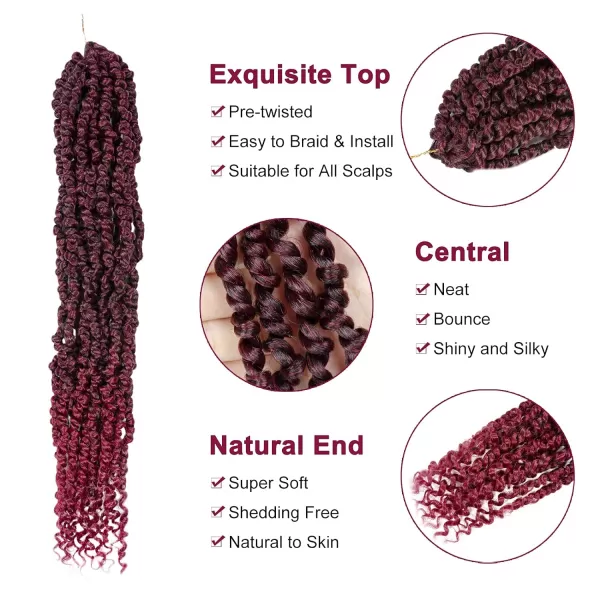 Passion Twist Hair - 8 Packs 12 Inch Passion Twist Crochet Hair For Women, Crochet Pretwisted Curly Hair Passion Twists Synthetic Braiding Hair Extensions 
