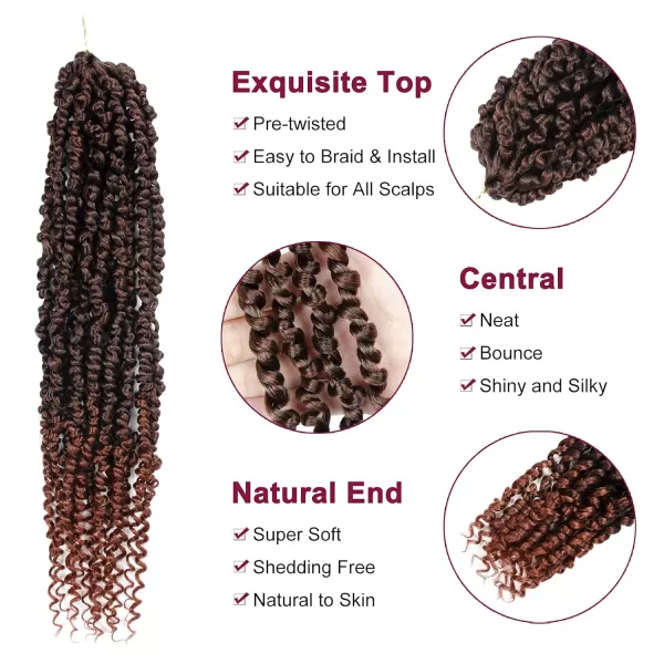 Passion Twist Hair - 8 Packs 12 Inch Passion Twist Crochet Hair For Women, Crochet Pretwisted Curly Hair Passion Twists Synthetic Braiding Hair Extensions 