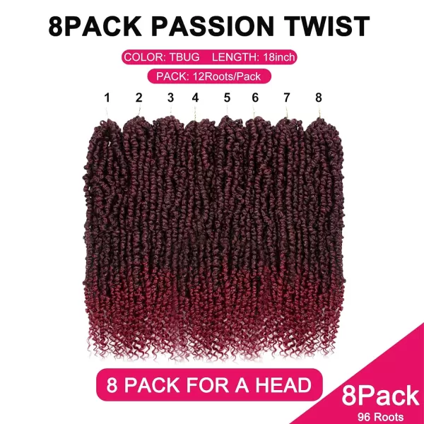 Passion Twist Hair - 8 Packs 12 Inch Passion Twist Crochet Hair For Women, Crochet Pretwisted Curly Hair Passion Twists Synthetic Braiding Hair Extensions 