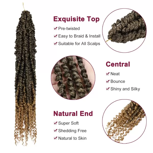 Passion Twist Hair - 8 Packs 12 Inch Passion Twist Crochet Hair For Women, Crochet Pretwisted Curly Hair Passion Twists Synthetic Braiding Hair Extensions 