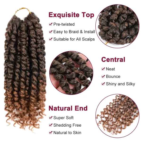 Passion Twist Hair - 8 Packs 12 Inch Passion Twist Crochet Hair For Women, Crochet Pretwisted Curly Hair Passion Twists Synthetic Braiding Hair Extensions 