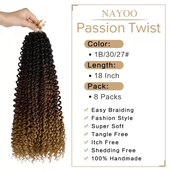 Passion Twist Hair - 8 Packs 12 Inch Passion Twist Crochet Hair For Women, Crochet Pretwisted Curly Hair Passion Twists Synthetic Braiding Hair Extensions 