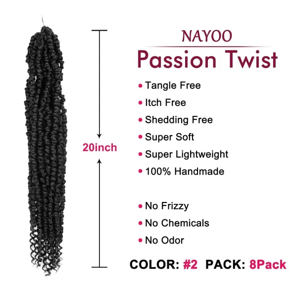 Passion Twist Hair - 8 Packs 12 Inch Passion Twist Crochet Hair For Women, Crochet Pretwisted Curly Hair Passion Twists Synthetic Braiding Hair Extensions 