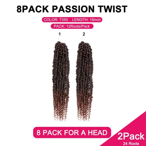 Passion Twist Hair - 8 Packs 12 Inch Passion Twist Crochet Hair For Women, Crochet Pretwisted Curly Hair Passion Twists Synthetic Braiding Hair Extensions 