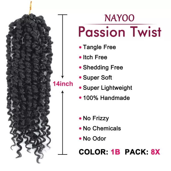 Passion Twist Hair - 8 Packs 12 Inch Passion Twist Crochet Hair For Women, Crochet Pretwisted Curly Hair Passion Twists Synthetic Braiding Hair Extensions 