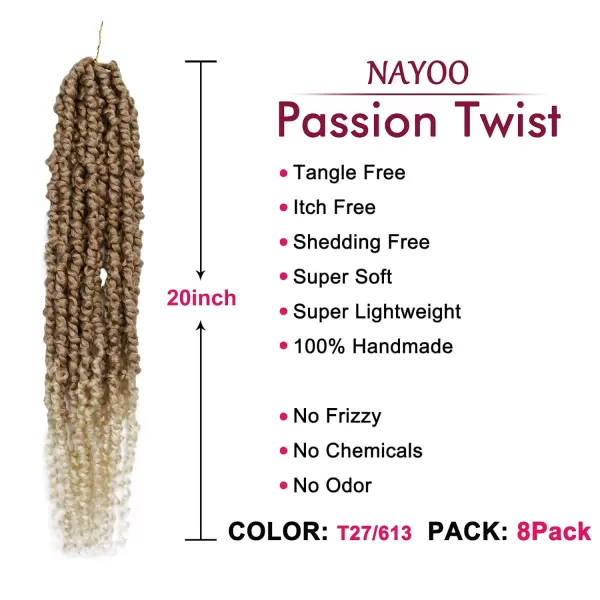 Passion Twist Hair - 8 Packs 12 Inch Passion Twist Crochet Hair For Women, Crochet Pretwisted Curly Hair Passion Twists Synthetic Braiding Hair Extensions 