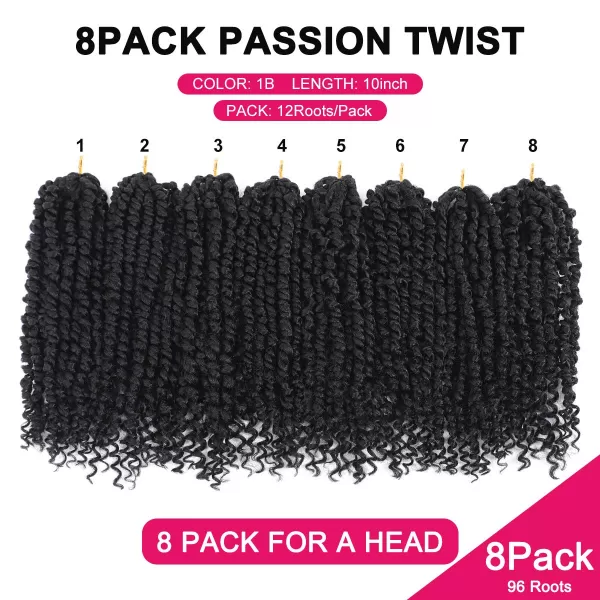Passion Twist Hair - 8 Packs 12 Inch Passion Twist Crochet Hair For Women, Crochet Pretwisted Curly Hair Passion Twists Synthetic Braiding Hair Extensions 