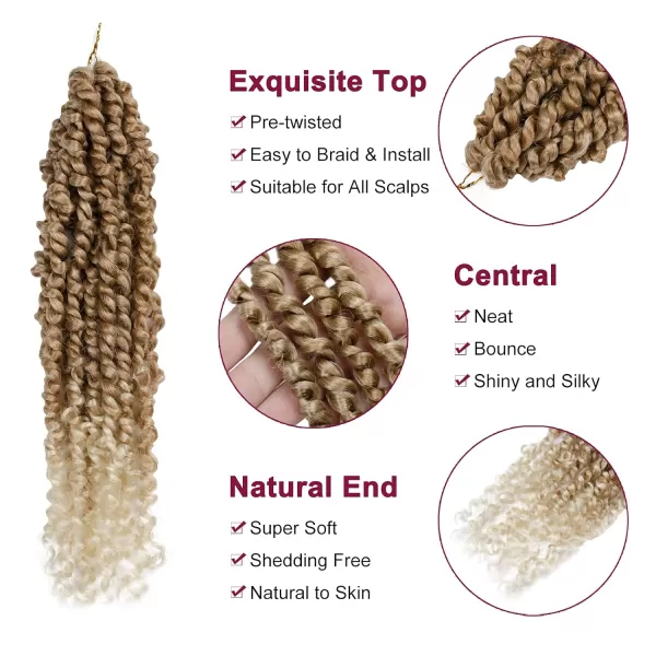 Passion Twist Hair - 8 Packs 12 Inch Passion Twist Crochet Hair For Women, Crochet Pretwisted Curly Hair Passion Twists Synthetic Braiding Hair Extensions 