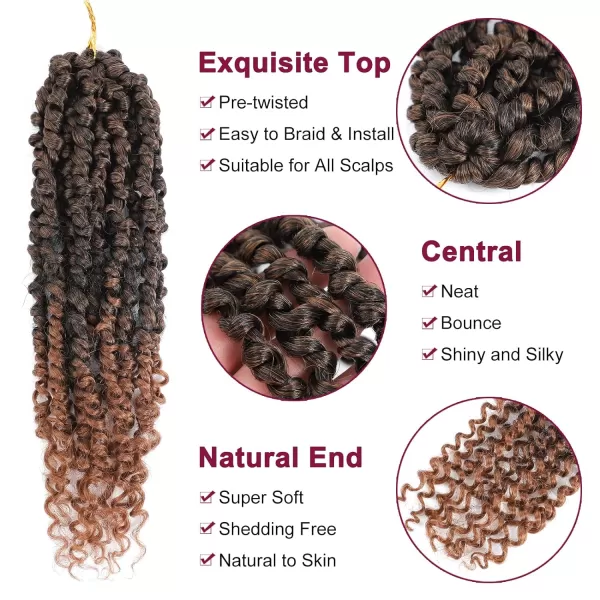 Passion Twist Hair - 8 Packs 12 Inch Passion Twist Crochet Hair For Women, Crochet Pretwisted Curly Hair Passion Twists Synthetic Braiding Hair Extensions 