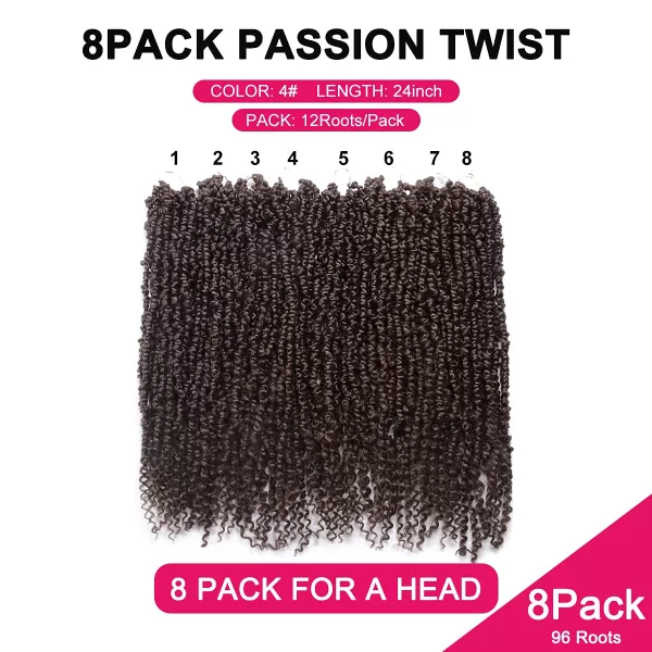 Passion Twist Hair - 8 Packs 12 Inch Passion Twist Crochet Hair For Women, Crochet Pretwisted Curly Hair Passion Twists Synthetic Braiding Hair Extensions 