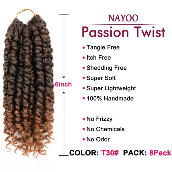 Passion Twist Hair - 8 Packs 12 Inch Passion Twist Crochet Hair For Women, Crochet Pretwisted Curly Hair Passion Twists Synthetic Braiding Hair Extensions 