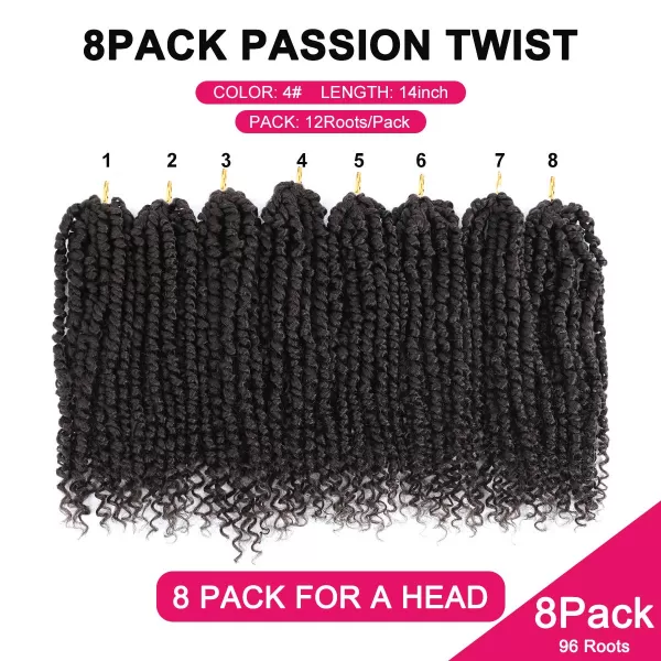 Passion Twist Hair - 8 Packs 12 Inch Passion Twist Crochet Hair For Women, Crochet Pretwisted Curly Hair Passion Twists Synthetic Braiding Hair Extensions 