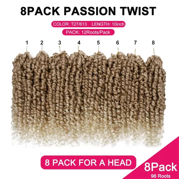 Passion Twist Hair - 8 Packs 12 Inch Passion Twist Crochet Hair For Women, Crochet Pretwisted Curly Hair Passion Twists Synthetic Braiding Hair Extensions 