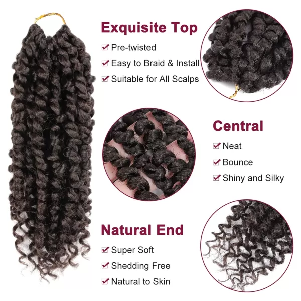 Passion Twist Hair - 8 Packs 12 Inch Passion Twist Crochet Hair For Women, Crochet Pretwisted Curly Hair Passion Twists Synthetic Braiding Hair Extensions 