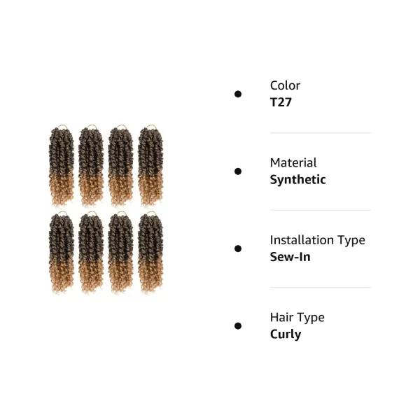 Passion Twist Hair - 8 Packs 12 Inch Passion Twist Crochet Hair For Women, Crochet Pretwisted Curly Hair Passion Twists Synthetic Braiding Hair Extensions 