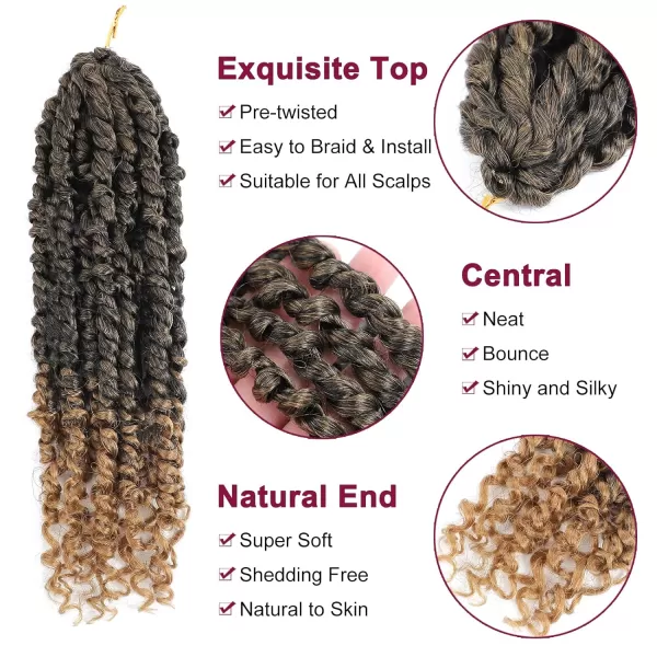 Passion Twist Hair - 8 Packs 12 Inch Passion Twist Crochet Hair For Women, Crochet Pretwisted Curly Hair Passion Twists Synthetic Braiding Hair Extensions 