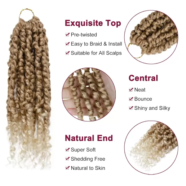 Passion Twist Hair - 8 Packs 12 Inch Passion Twist Crochet Hair For Women, Crochet Pretwisted Curly Hair Passion Twists Synthetic Braiding Hair Extensions 