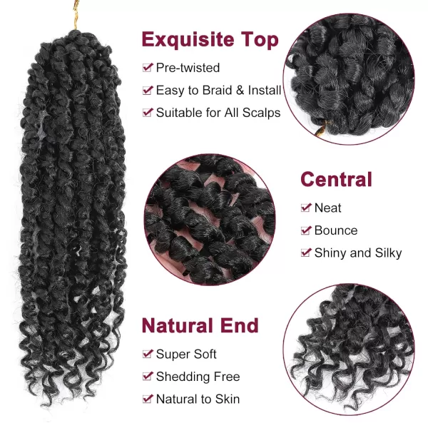 Passion Twist Hair - 8 Packs 12 Inch Passion Twist Crochet Hair For Women, Crochet Pretwisted Curly Hair Passion Twists Synthetic Braiding Hair Extensions 