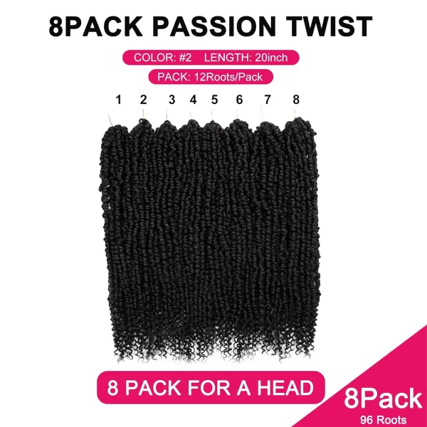 Passion Twist Hair - 8 Packs 12 Inch Passion Twist Crochet Hair For Women, Crochet Pretwisted Curly Hair Passion Twists Synthetic Braiding Hair Extensions 