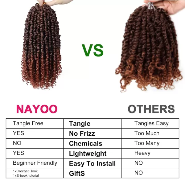 Passion Twist Hair - 8 Packs 12 Inch Passion Twist Crochet Hair For Women, Crochet Pretwisted Curly Hair Passion Twists Synthetic Braiding Hair Extensions 